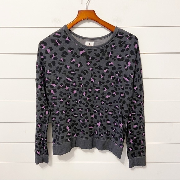 Sundry | Black/Purple Leopard Print Sweatshirt Size 2 - Picture 1 of 9